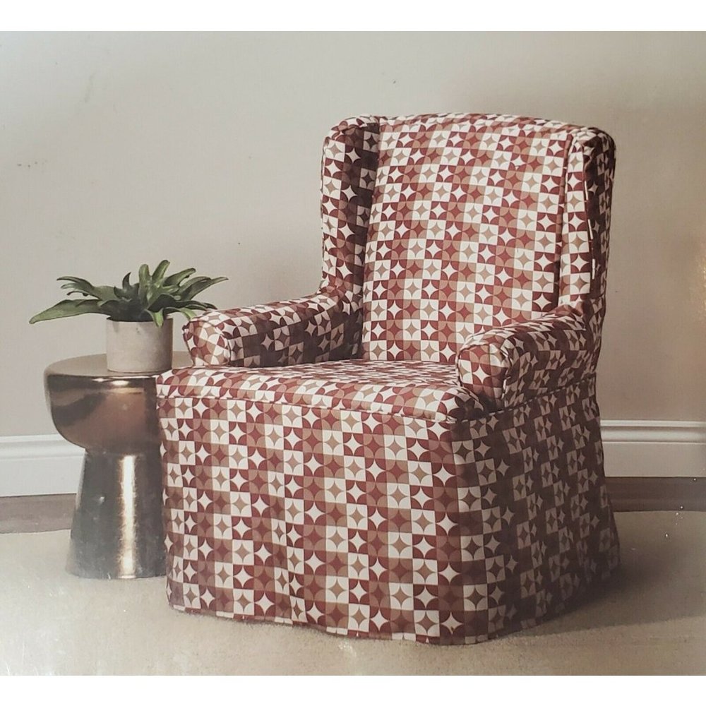 Furniture Skins Avalon Wingback Chair Slipcover in Rustic Red